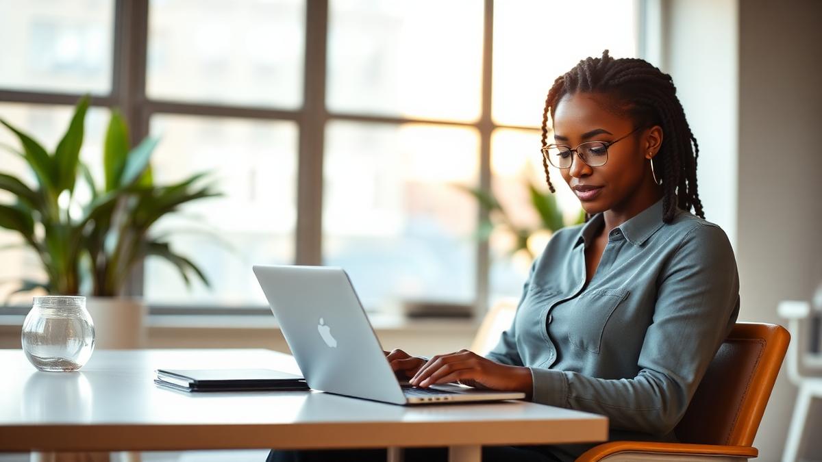 Small business owner planning an AI-assisted marketing calendar on a laptop